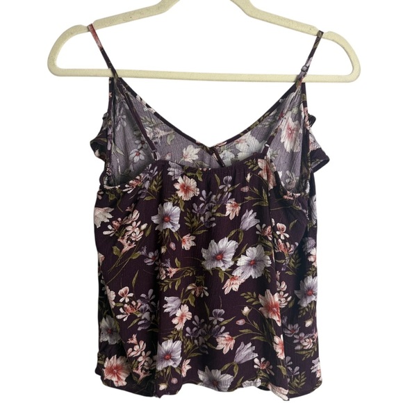 American Eagle Floral Print Ruffled Tank Top Flowy Feminine Size Small Summer - Picture 2 of 8